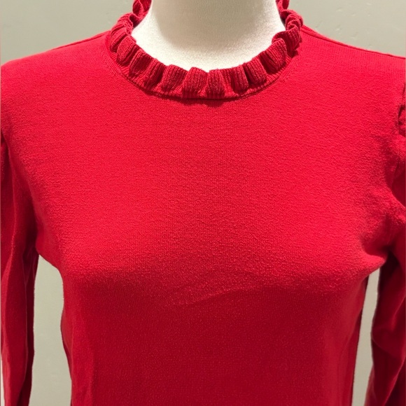 J. Crew Vibrant Red Knit Sweater Top Great Quality Warm Lightweight - Picture 1 of 7